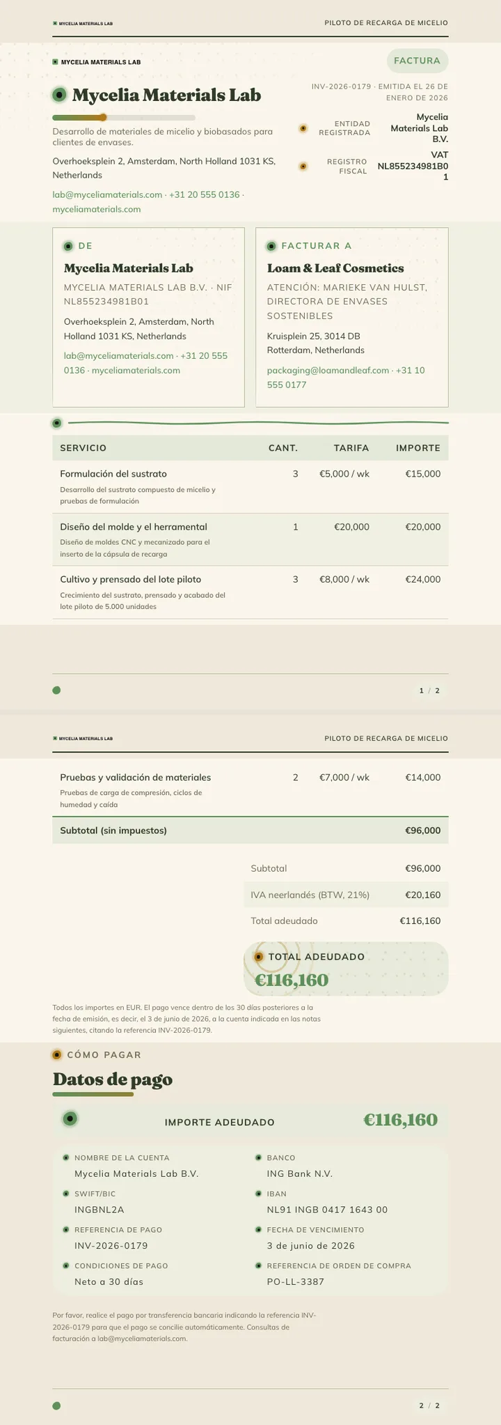 Orgánico / Biomórfico — ejemplo completo generado por Waxe