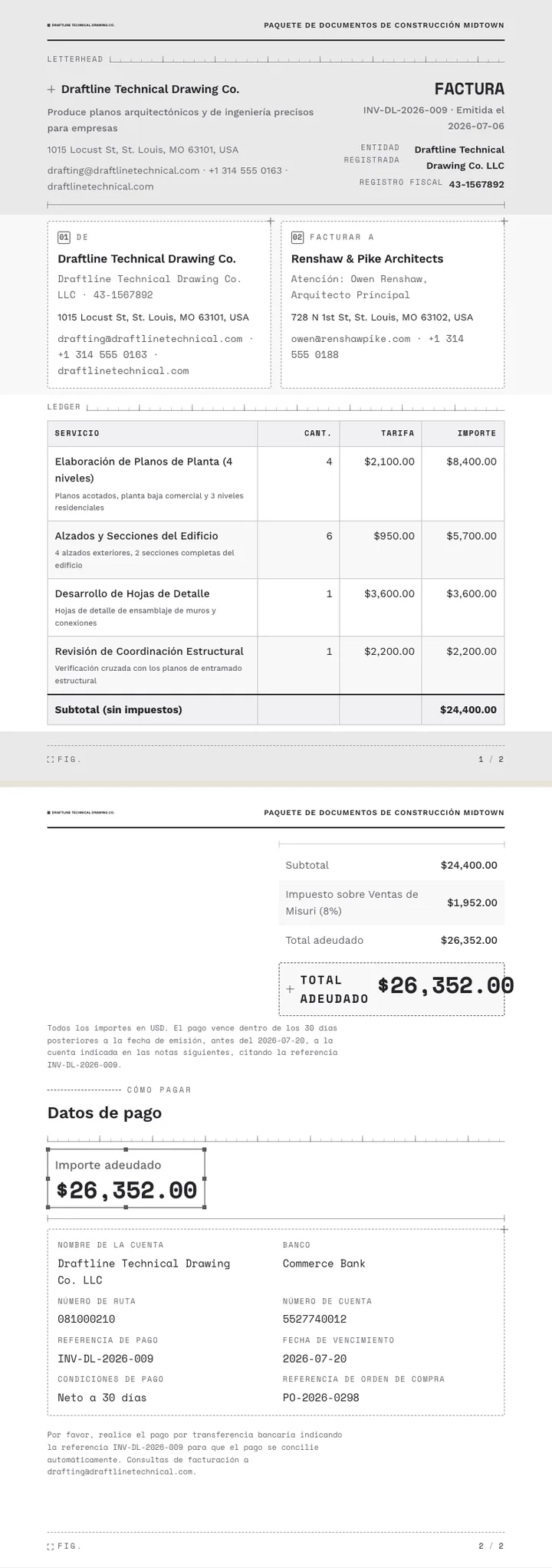 Wireframe — ejemplo completo generado por Waxe