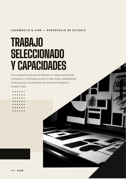 A finished portfolio rendered in a tipográfico look