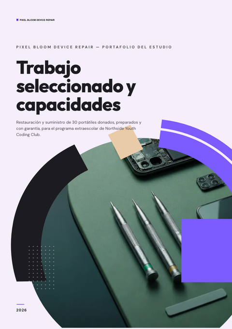 A finished portfolio rendered in a plano y minimalista look