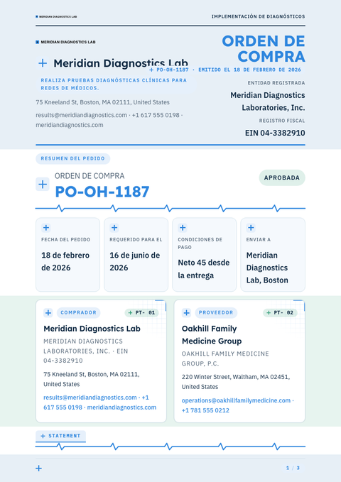 A finished purchase order rendered in a otros look