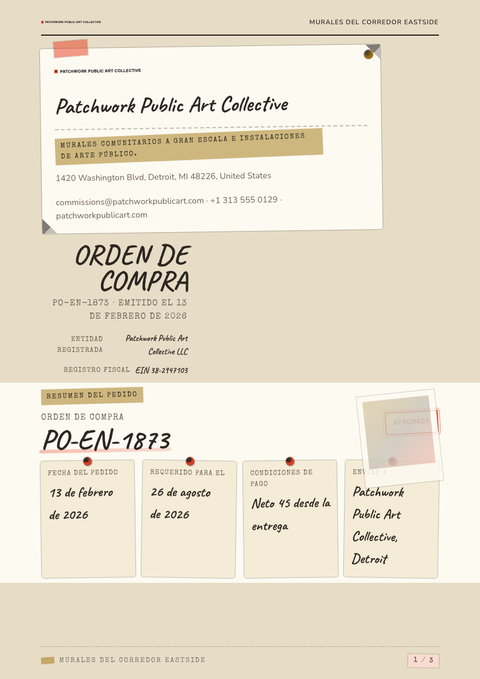 A finished purchase order rendered in a foto look