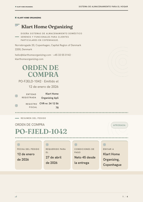 A finished purchase order rendered in a cultural look