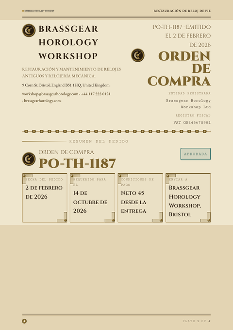A finished purchase order rendered in a oscuro look