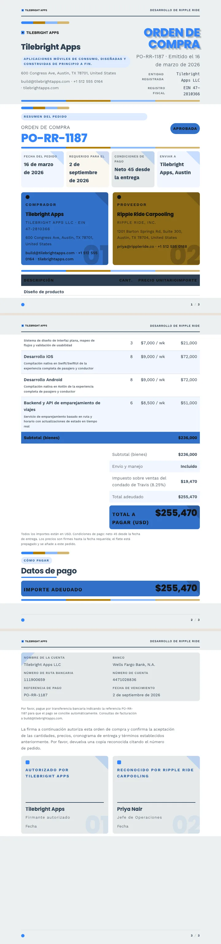 Diseño plano — ejemplo completo generado por Waxe