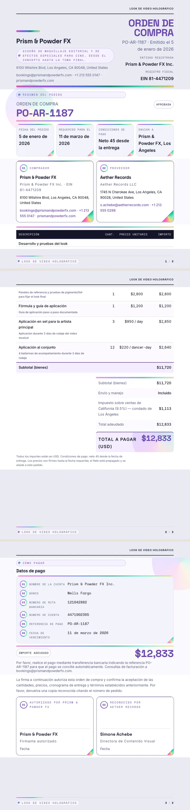 Holográfico — ejemplo completo generado por Waxe