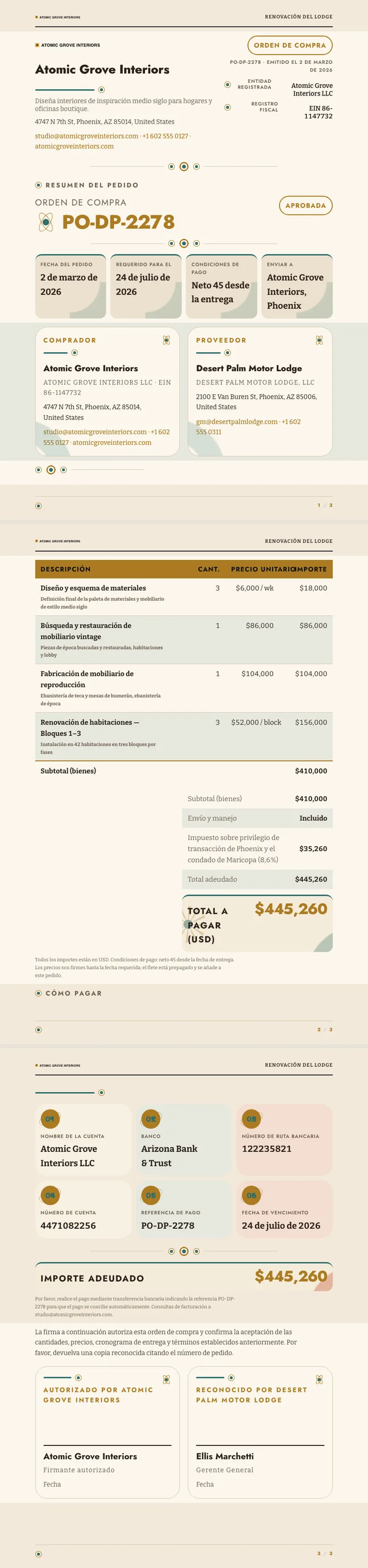 Moderno de mediados de siglo — ejemplo completo generado por Waxe