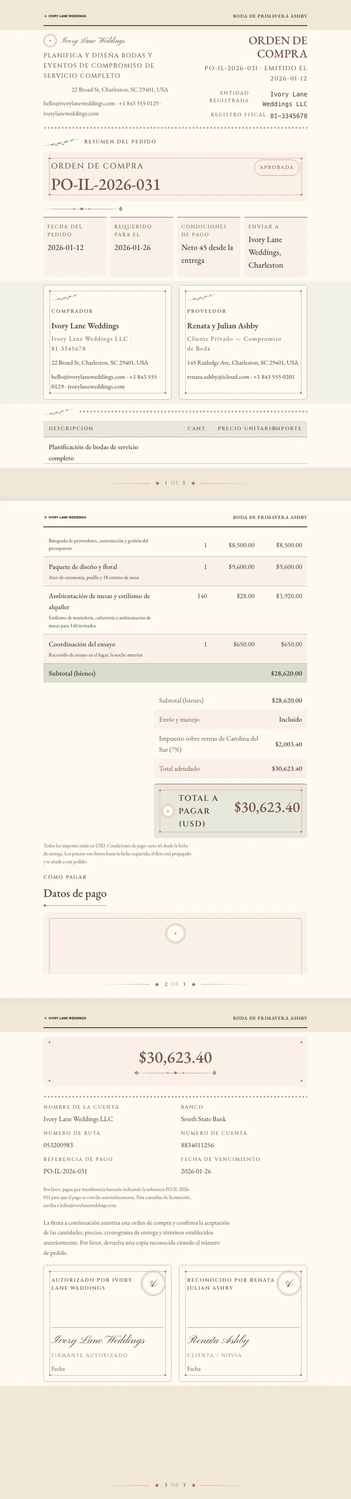 Boda / Nupcial — ejemplo completo generado por Waxe