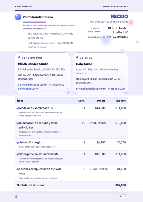 A finished receipt rendered in a 3d look