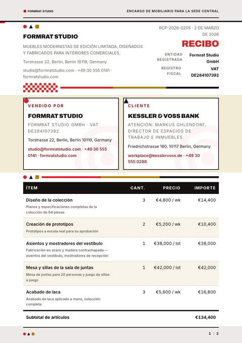 A finished receipt rendered in a retro look