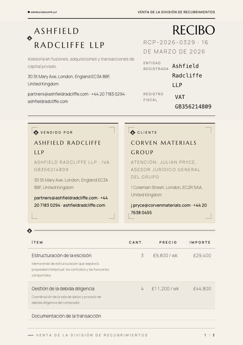 A finished receipt rendered in a lujo look