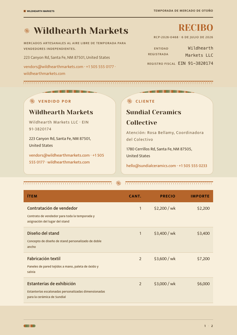 A finished receipt rendered in a estilo de vida look