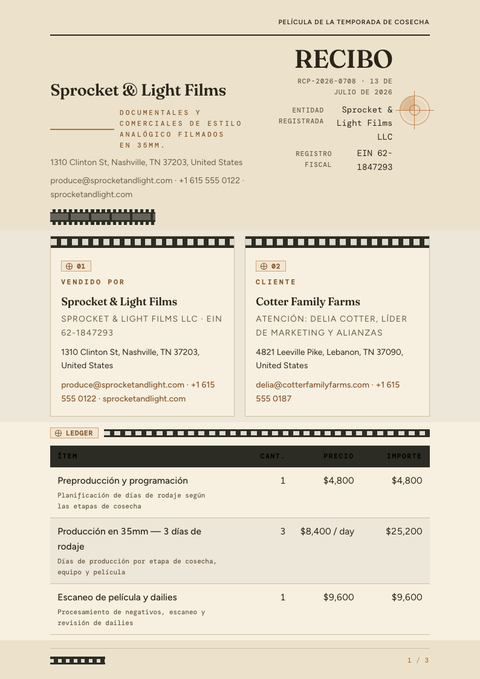 A finished receipt rendered in a foto look