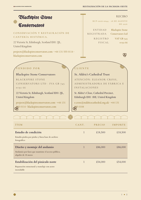 A finished receipt rendered in a oscuro look