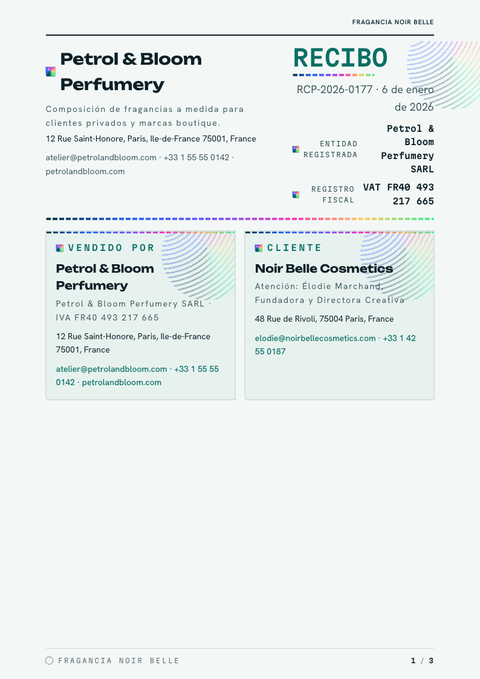A finished receipt rendered in a degradado look