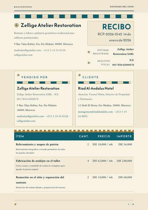 A finished receipt rendered in a cultural look