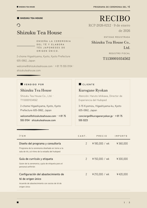 A finished receipt rendered in a cultural look