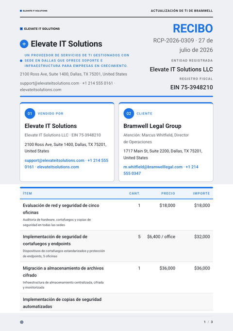A finished receipt rendered in a plano y minimalista look