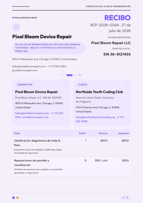 A finished receipt rendered in a plano y minimalista look