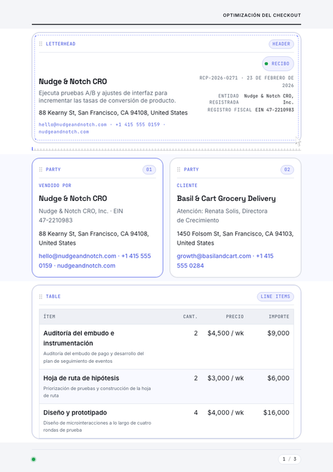 A finished receipt rendered in a movimiento look