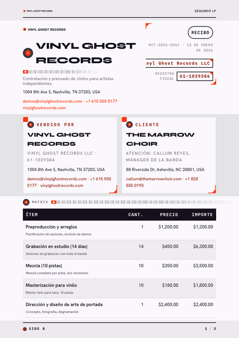 A finished receipt rendered in a otros look