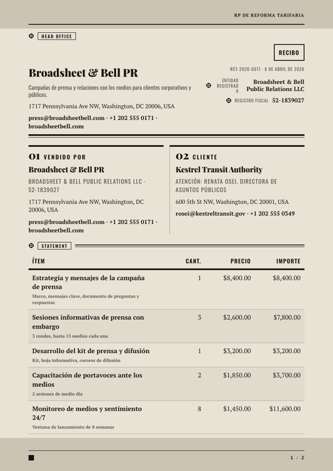A finished receipt rendered in a impreso look