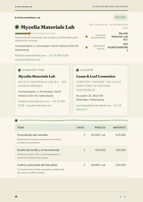 A finished receipt rendered in a naturaleza look
