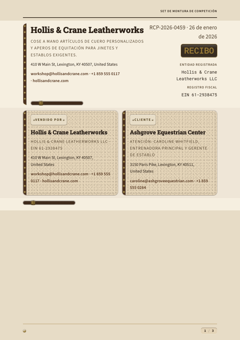 A finished receipt rendered in a morfismo look