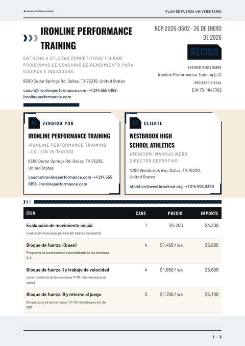 A finished receipt rendered in a otros look