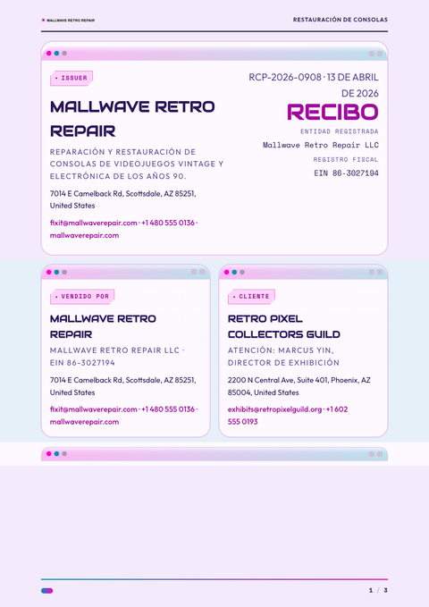 A finished receipt rendered in a retro look