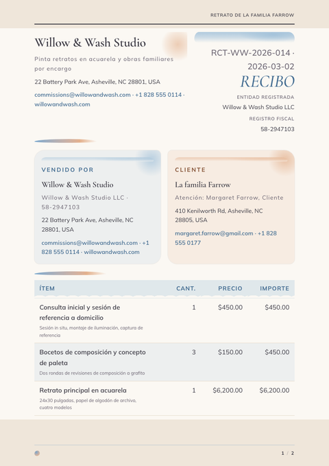 A finished receipt rendered in a ilustrado look