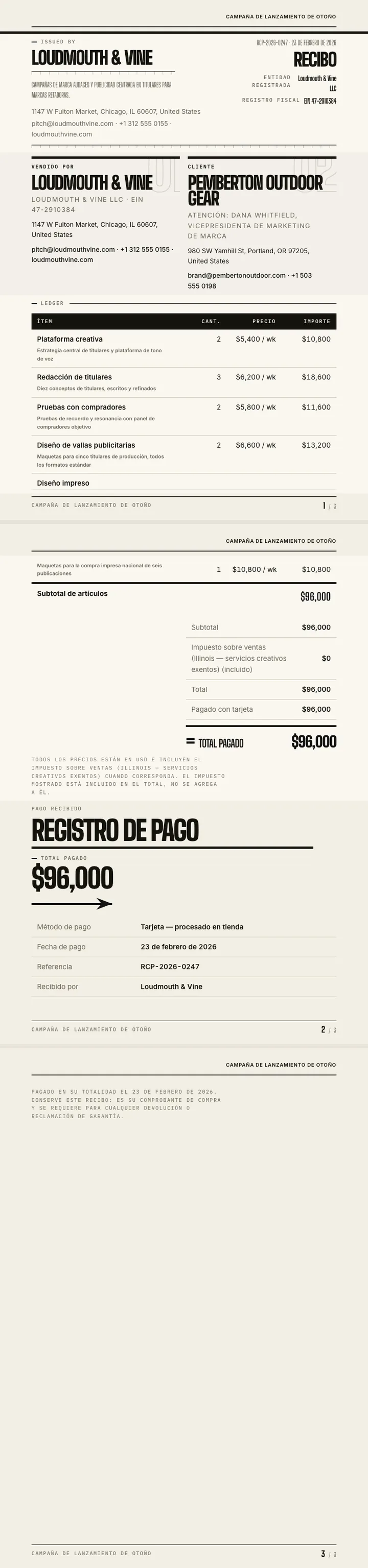 Tipografía grande — ejemplo completo generado por Waxe