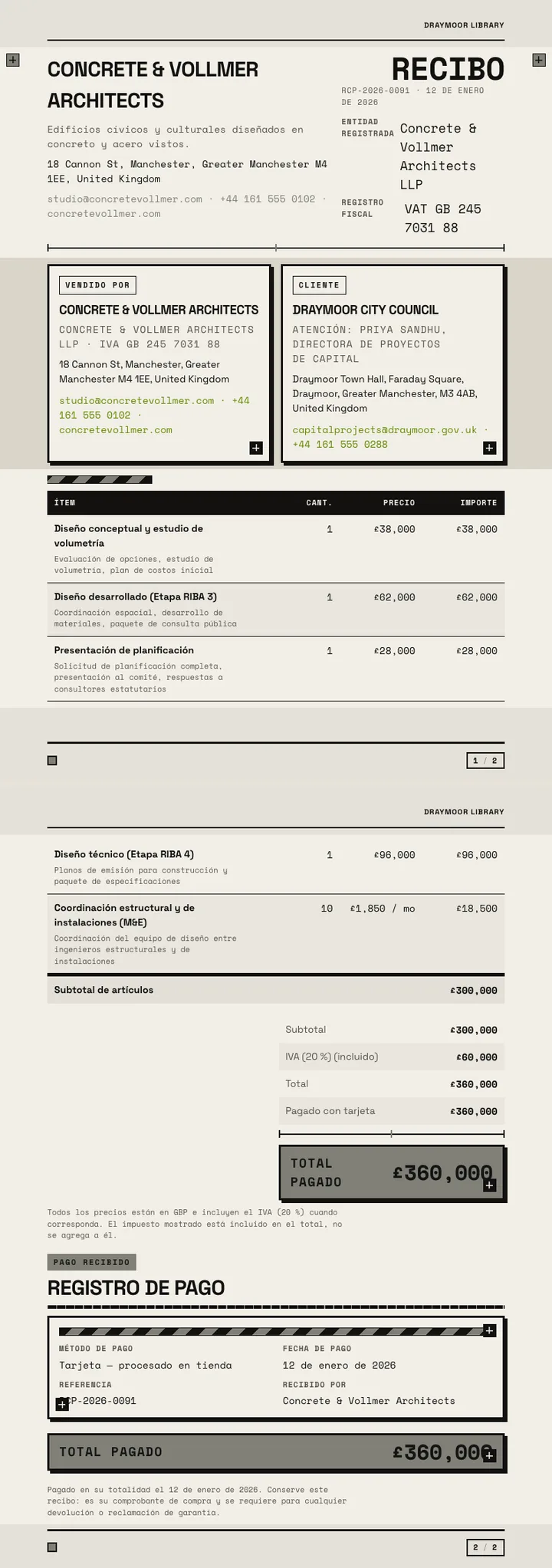 Brutalismo — ejemplo completo generado por Waxe