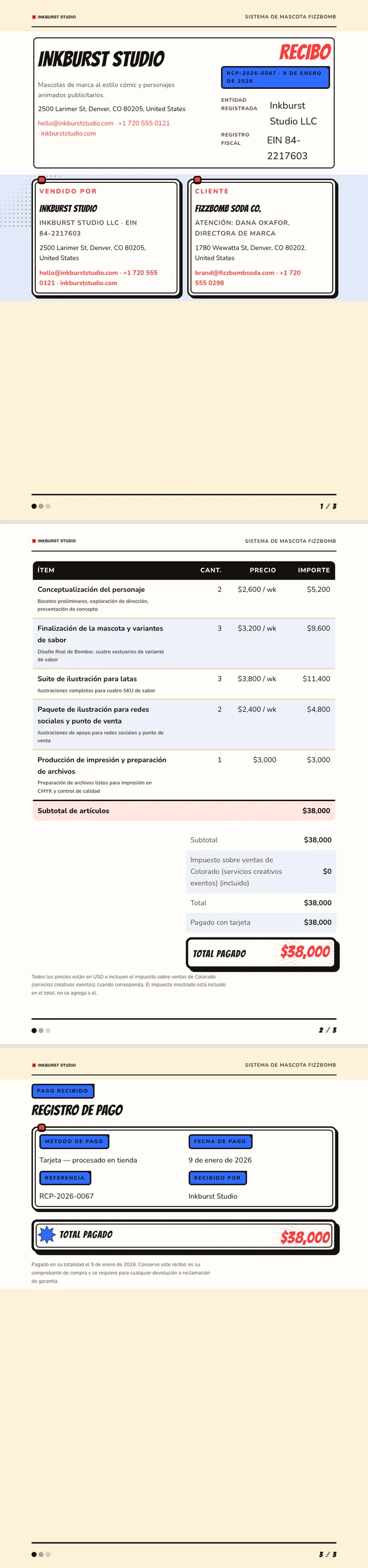 Cómic — ejemplo completo generado por Waxe
