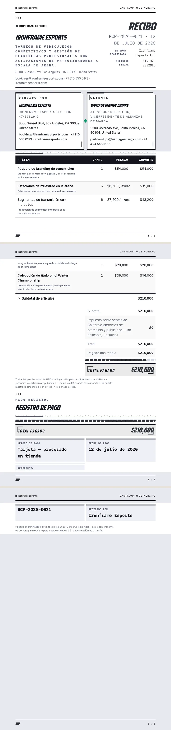 Esports — ejemplo completo generado por Waxe