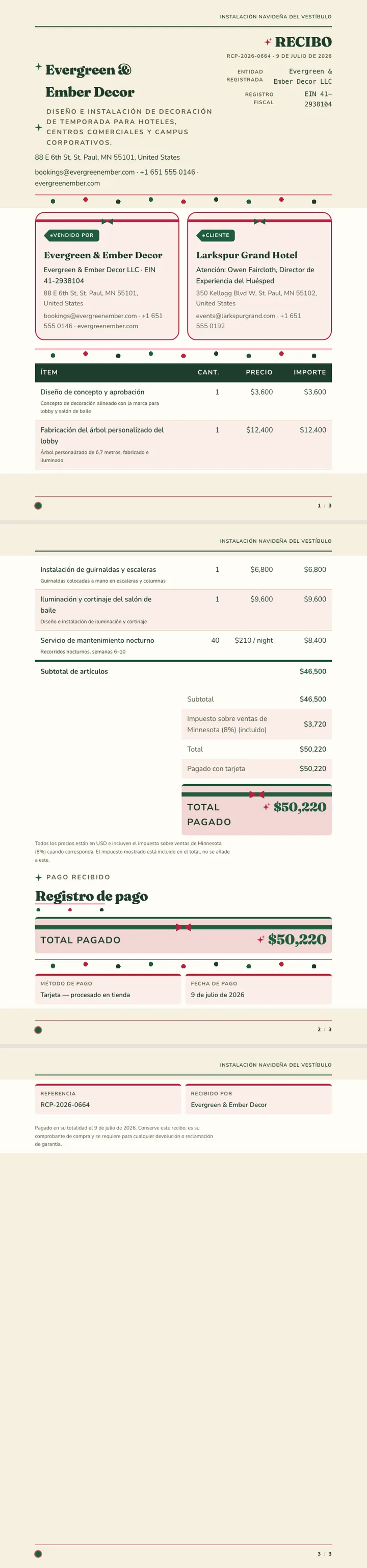 Festivo / Navideño — ejemplo completo generado por Waxe