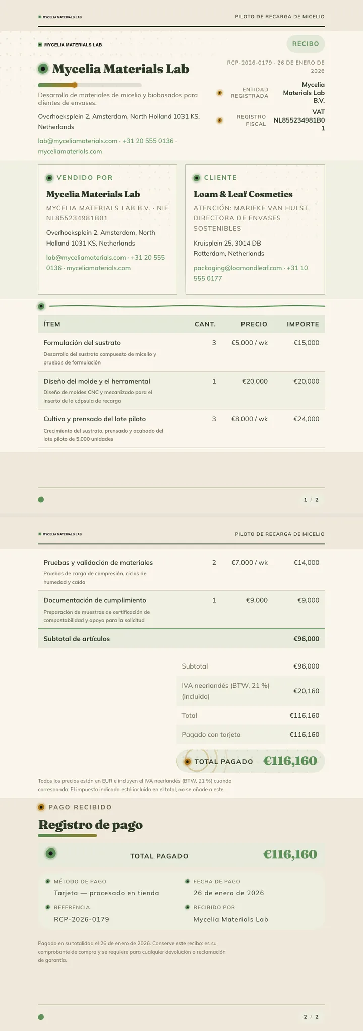 Orgánico / Biomórfico — ejemplo completo generado por Waxe