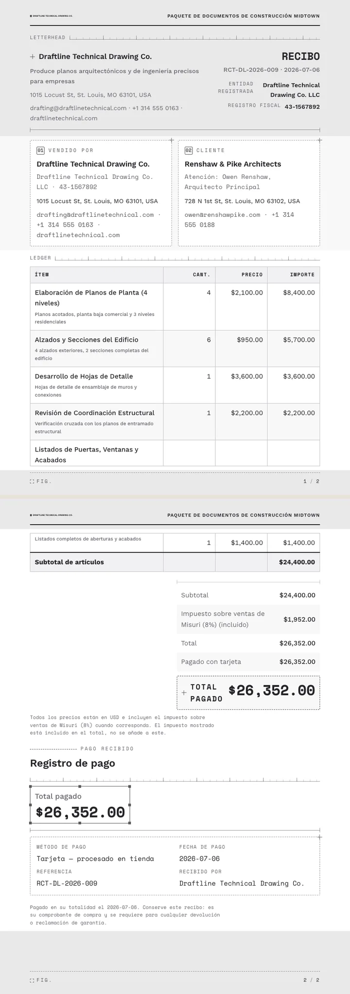 Wireframe — ejemplo completo generado por Waxe