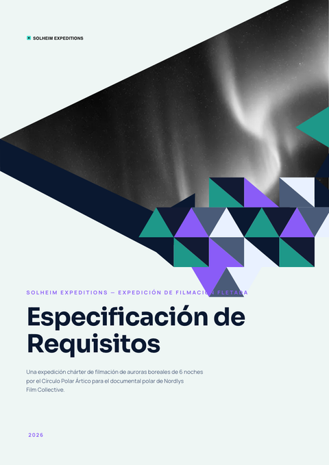 A finished requirements document rendered in a degradado look