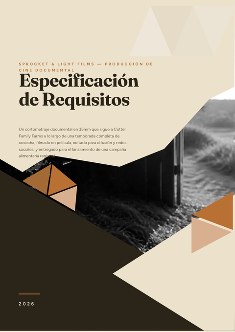 A finished requirements document rendered in a foto look