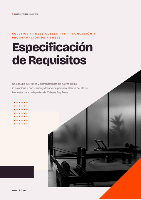 A finished requirements document rendered in a degradado look