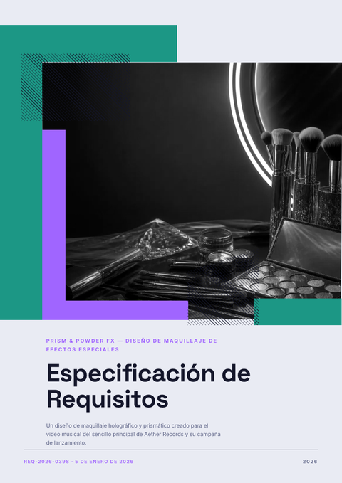 A finished requirements document rendered in a futurista look