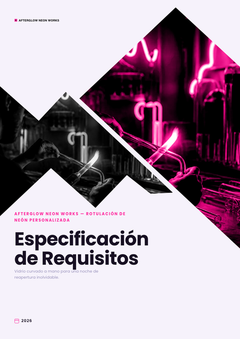 A finished requirements document rendered in a futurista look