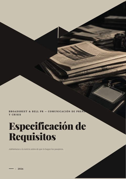 A finished requirements document rendered in a impreso look