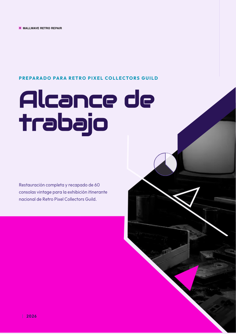 A finished scope of work rendered in a retro look