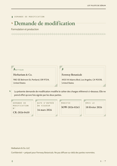 A finished change request rendered in a nature look