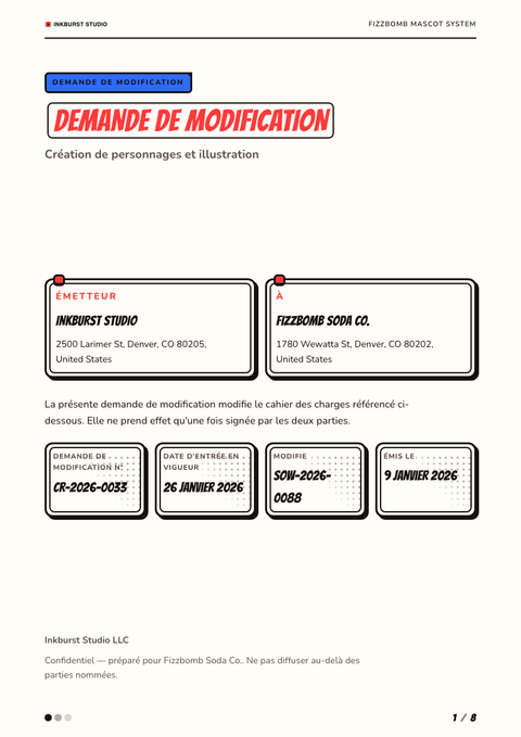 A finished change request rendered in a illustré look