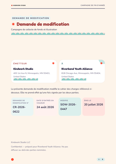 A finished change request rendered in a illustré look