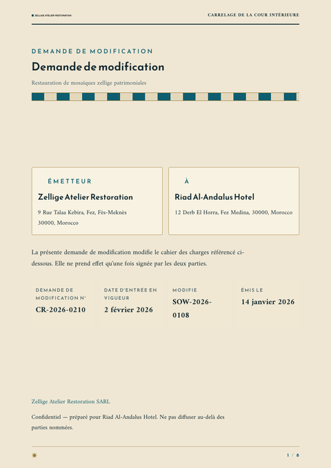 A finished change request rendered in a culturel look