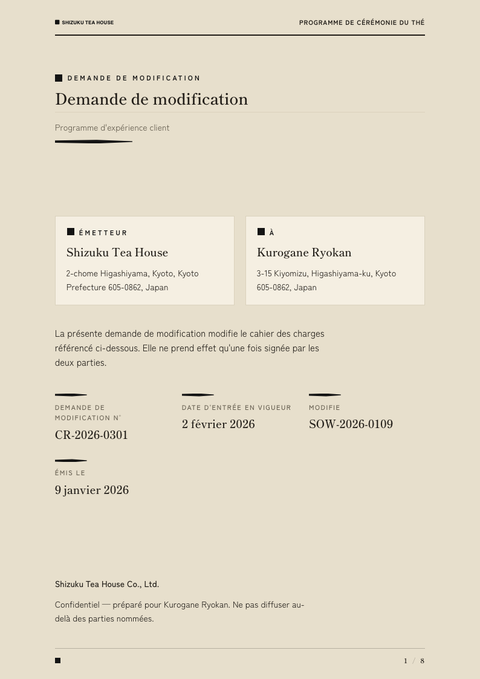 A finished change request rendered in a culturel look